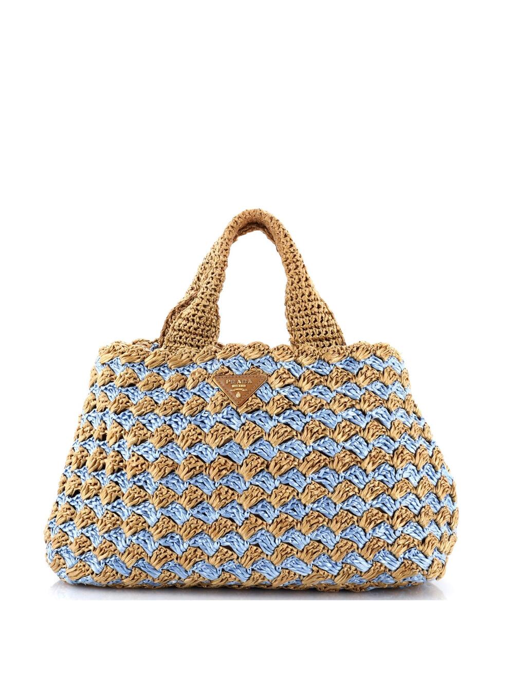 Prada Canapa Tote Raffia Crochet Small #374299P97B